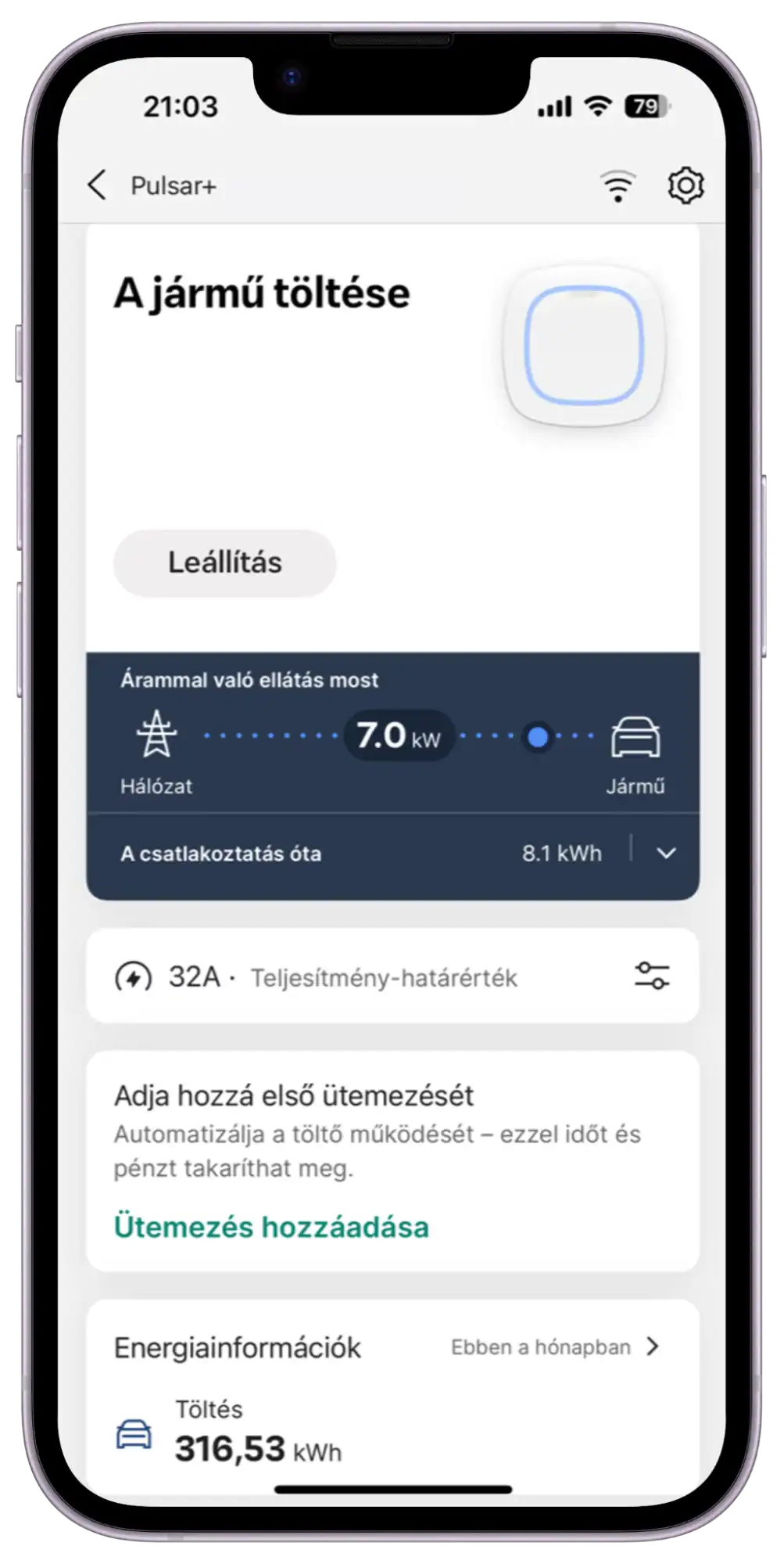 mobilapp-1 okos elektromos autó töltő
